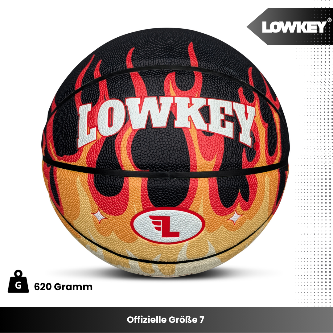 Lowkey® Red Flame Basketball Indoor & Outdoor Größe 7 | Rote Flammen Design
