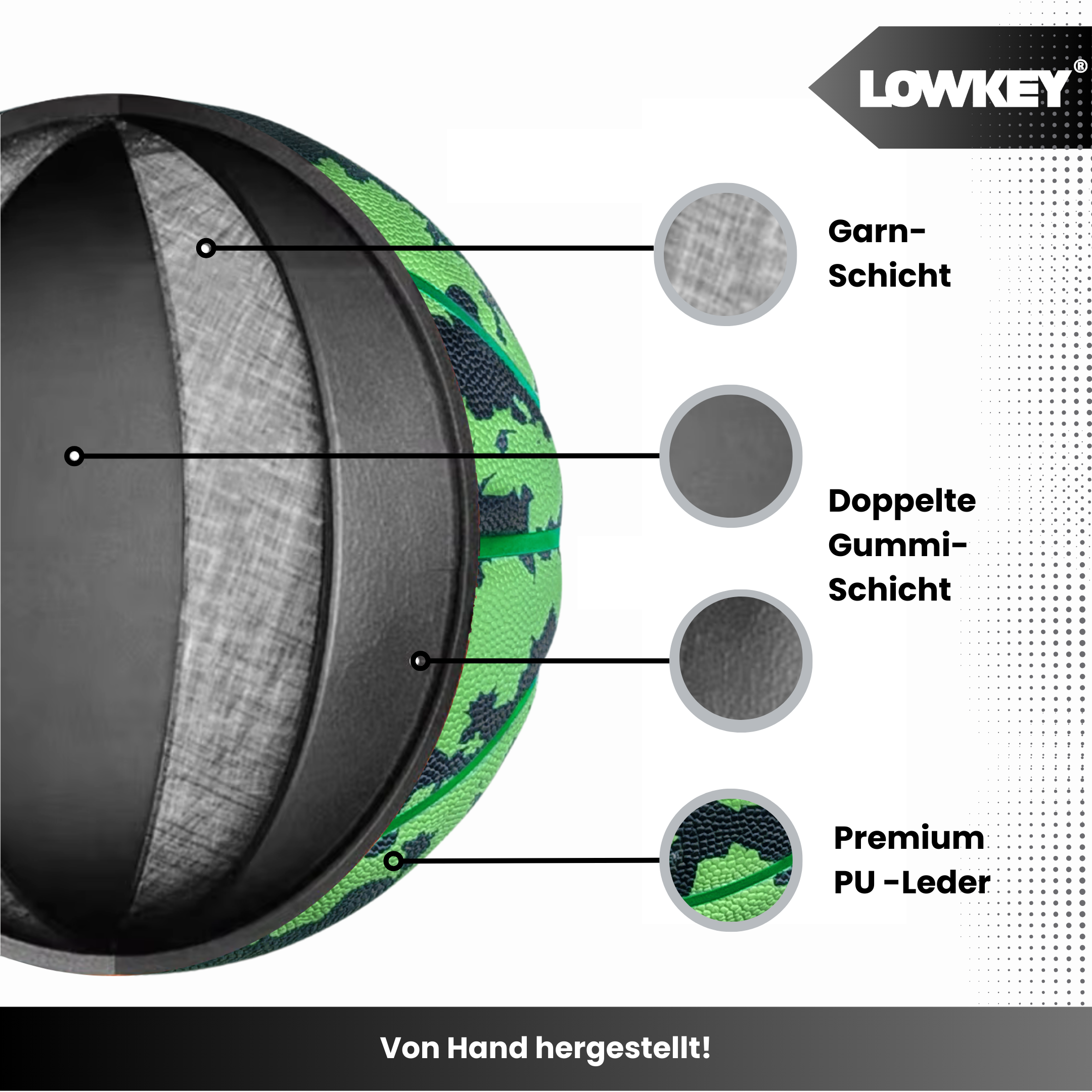 Lowkey® Melon Basketball Indoor & Outdoor Größe 7 | Melonen Design
