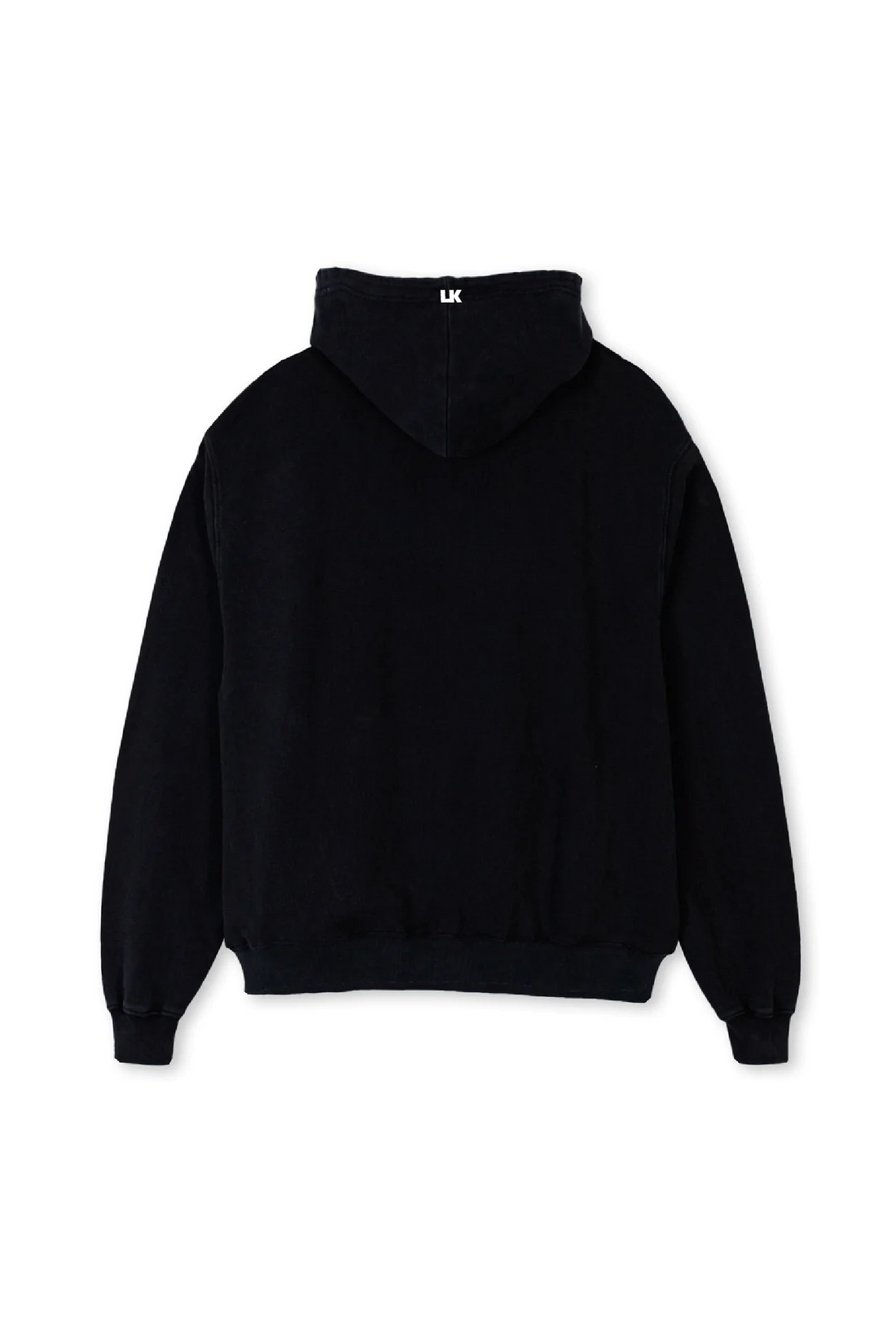 Lowkey® Heavy Oversized Basic Logo Zip Hoodie Schwarz – Rückseite