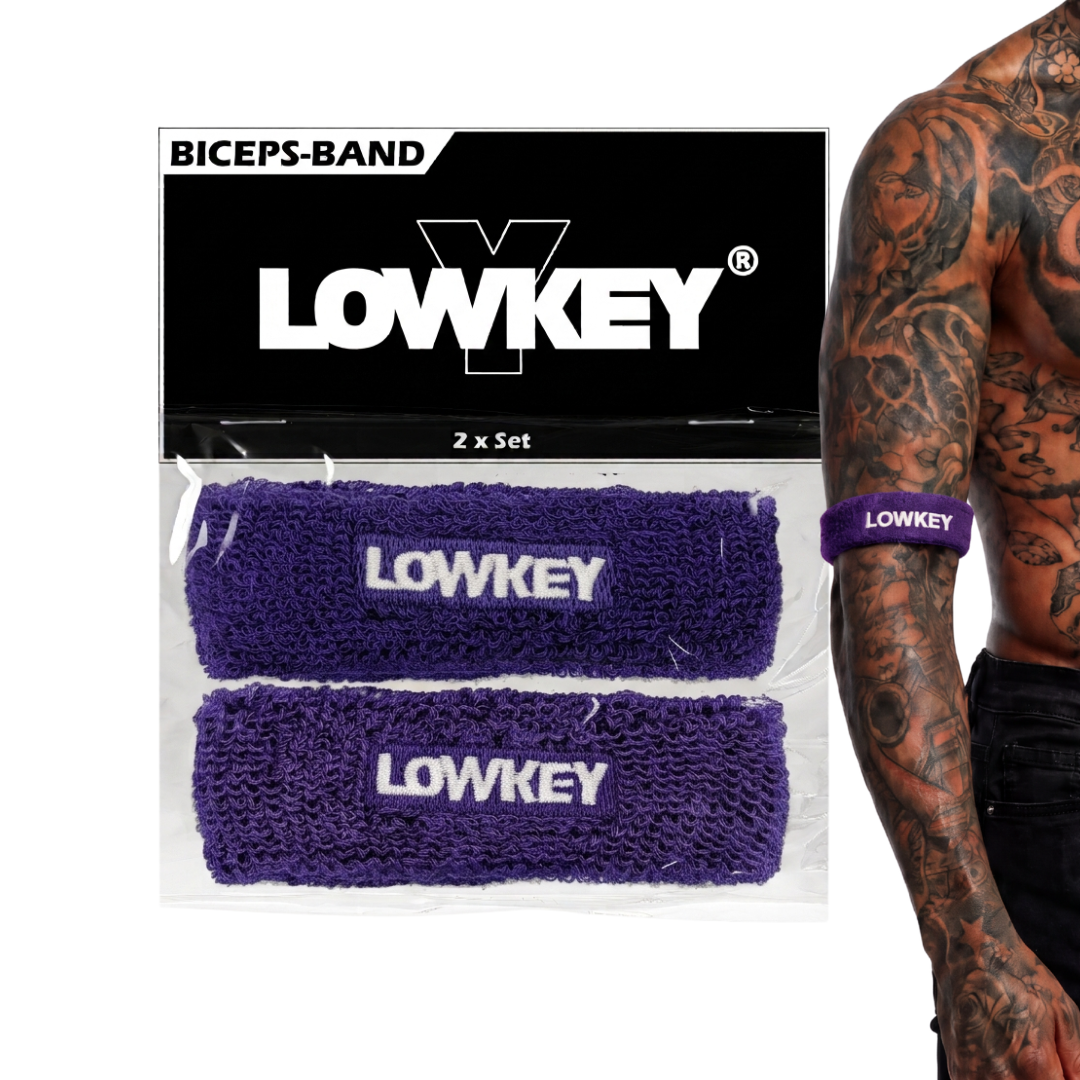 Lowkey® Bizeps Band Oberarm Schweißband Set Lila I 2er Pack Sport Mini Schweissband