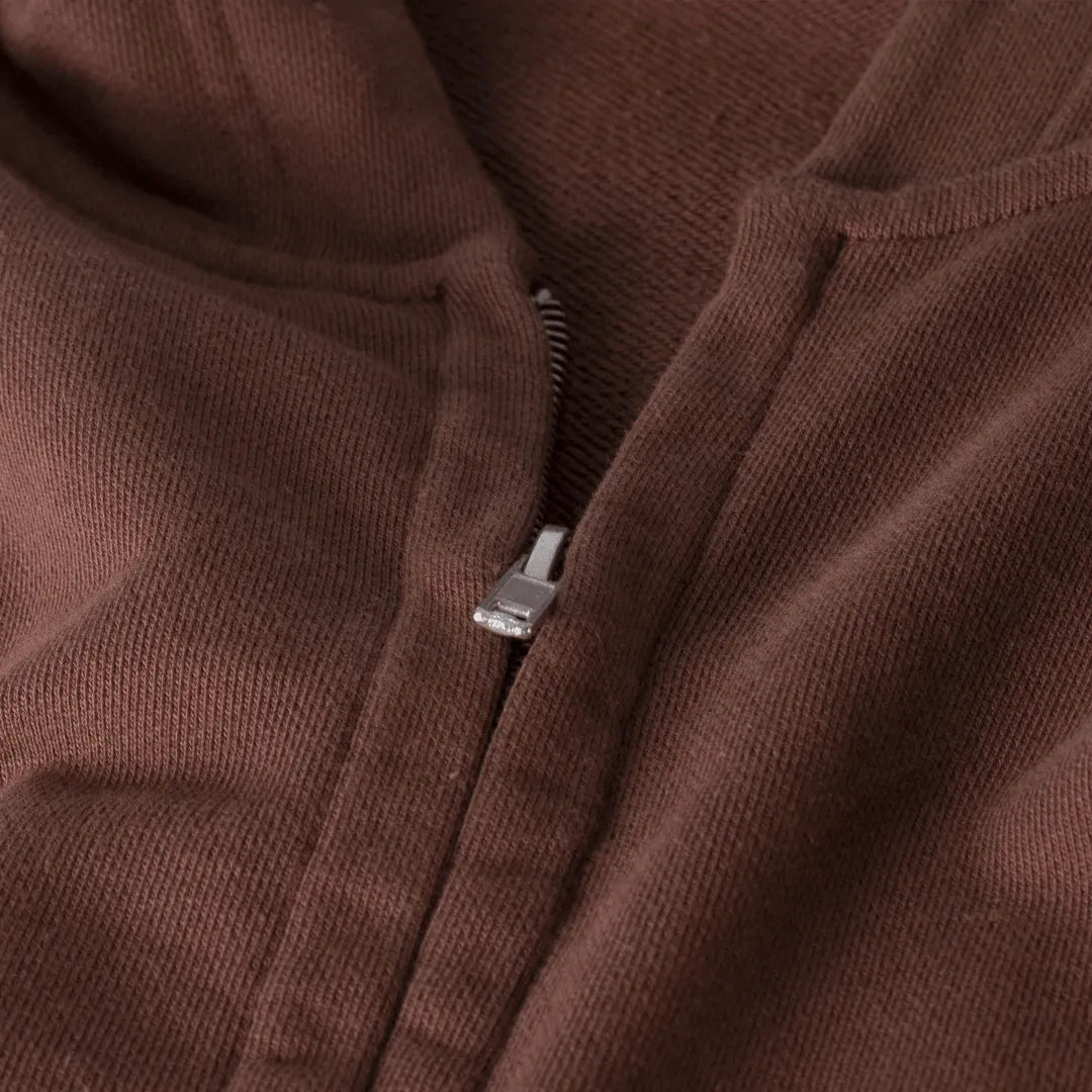 Lowkey® Heavy Oversized Basic Logo Zip Hoodie