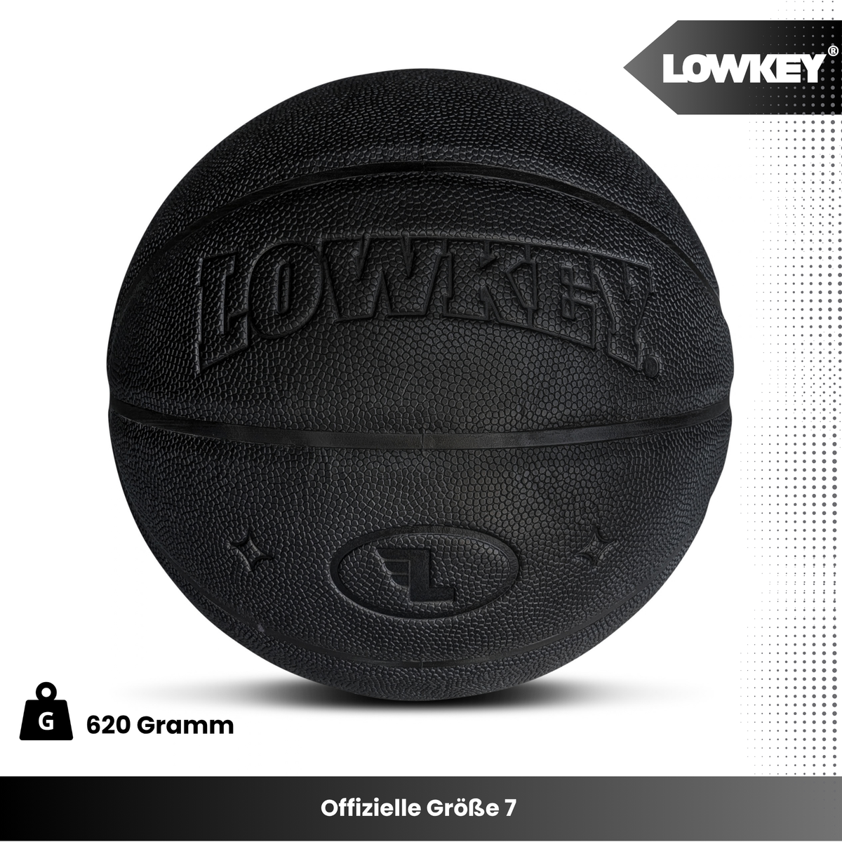 Lowkey All-Black Basketball – Offizielle Größe 7, 620 Gramm