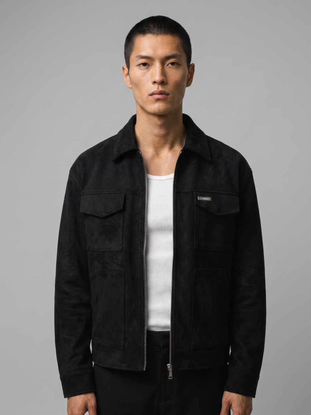 Lowkey® Kunstlederjacke Wildleder Optik (Schwarz)