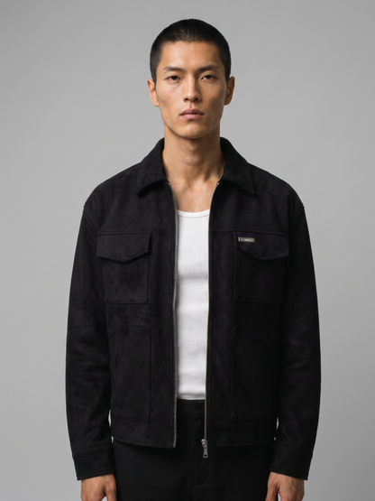 Lowkey® Kunstlederjacke Wildleder Optik (Schwarz)