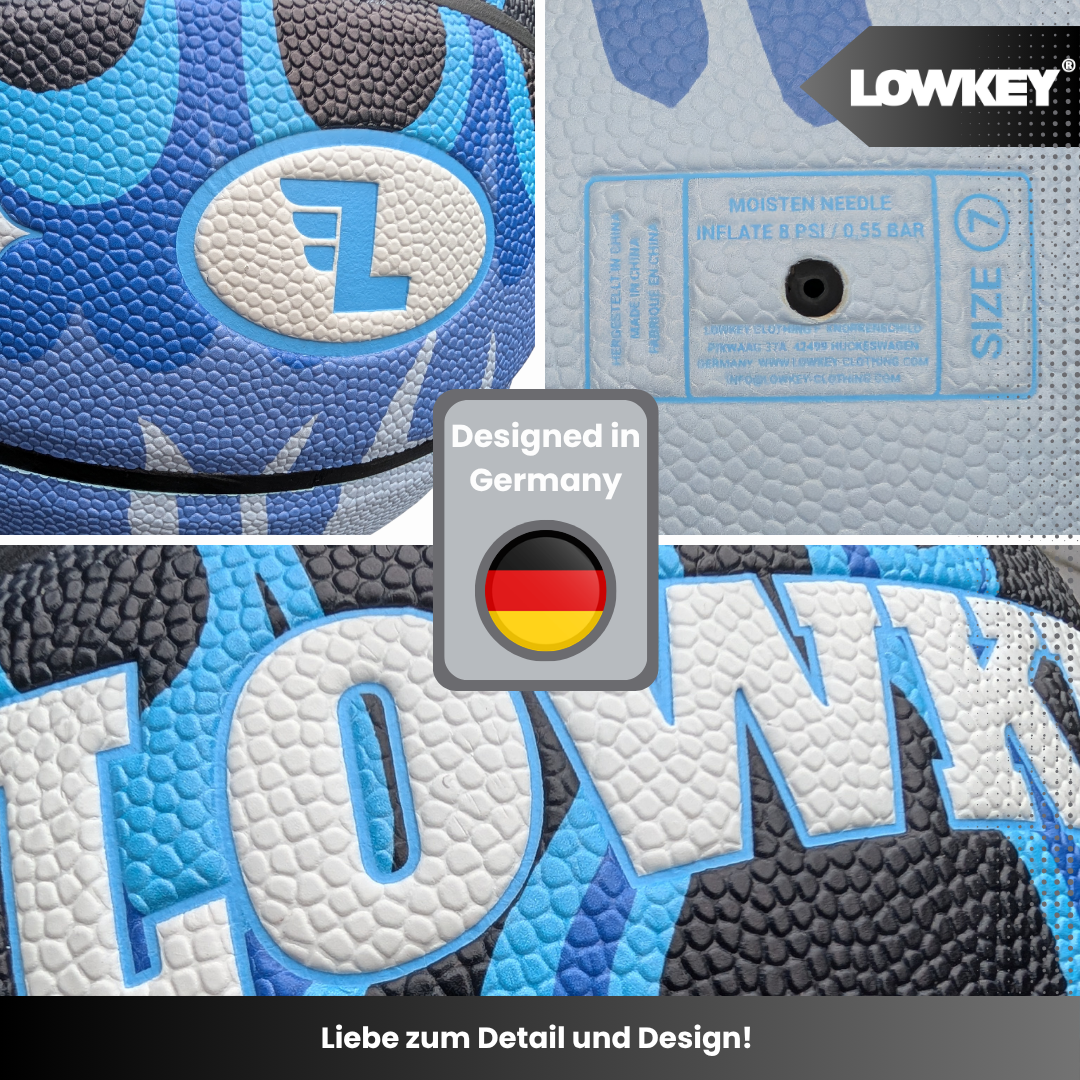 Lowkey® Blue Flame Basketball Indoor &amp; Outdoor Größe 7 | Blaue Flammen Design