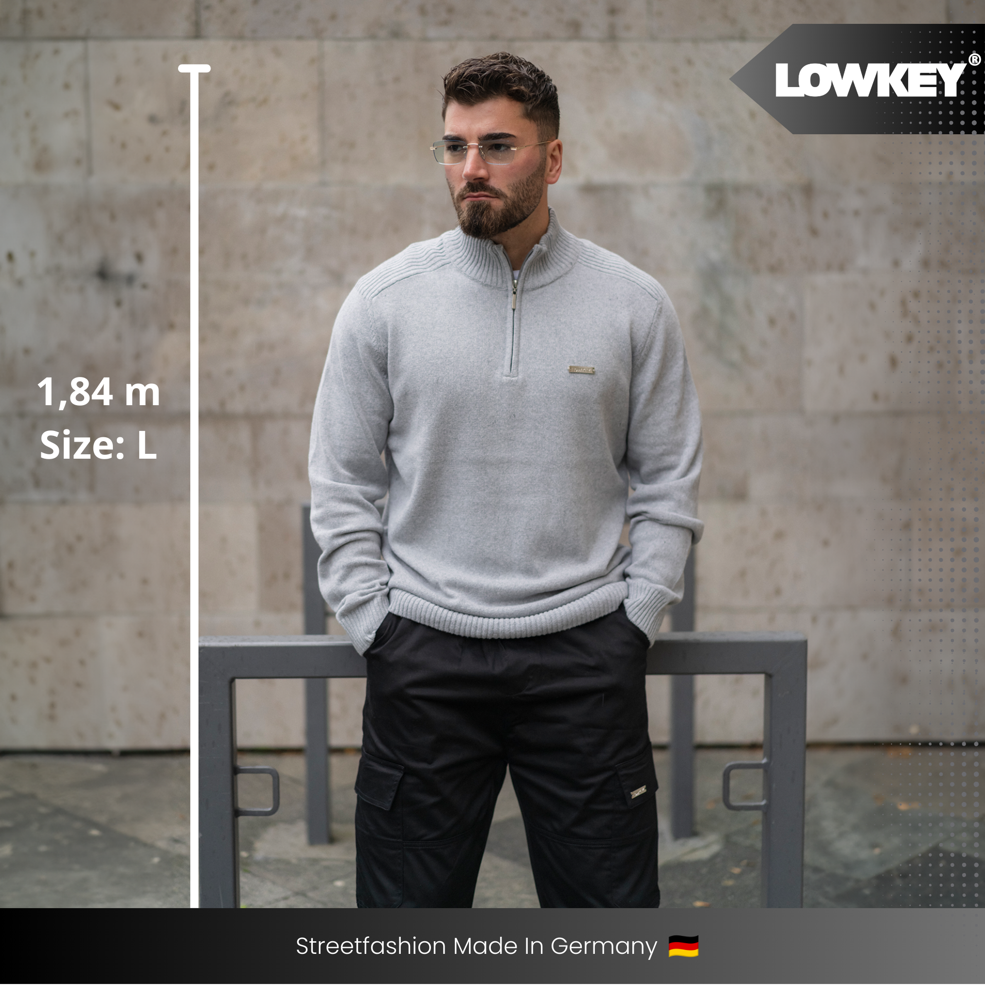 Lowkey® 1/4 Zip Sweater (Grey)