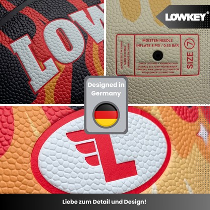 Lowkey® Red Flame Basketball Indoor &amp; Outdoor Größe 7 | Rote Flammen Design