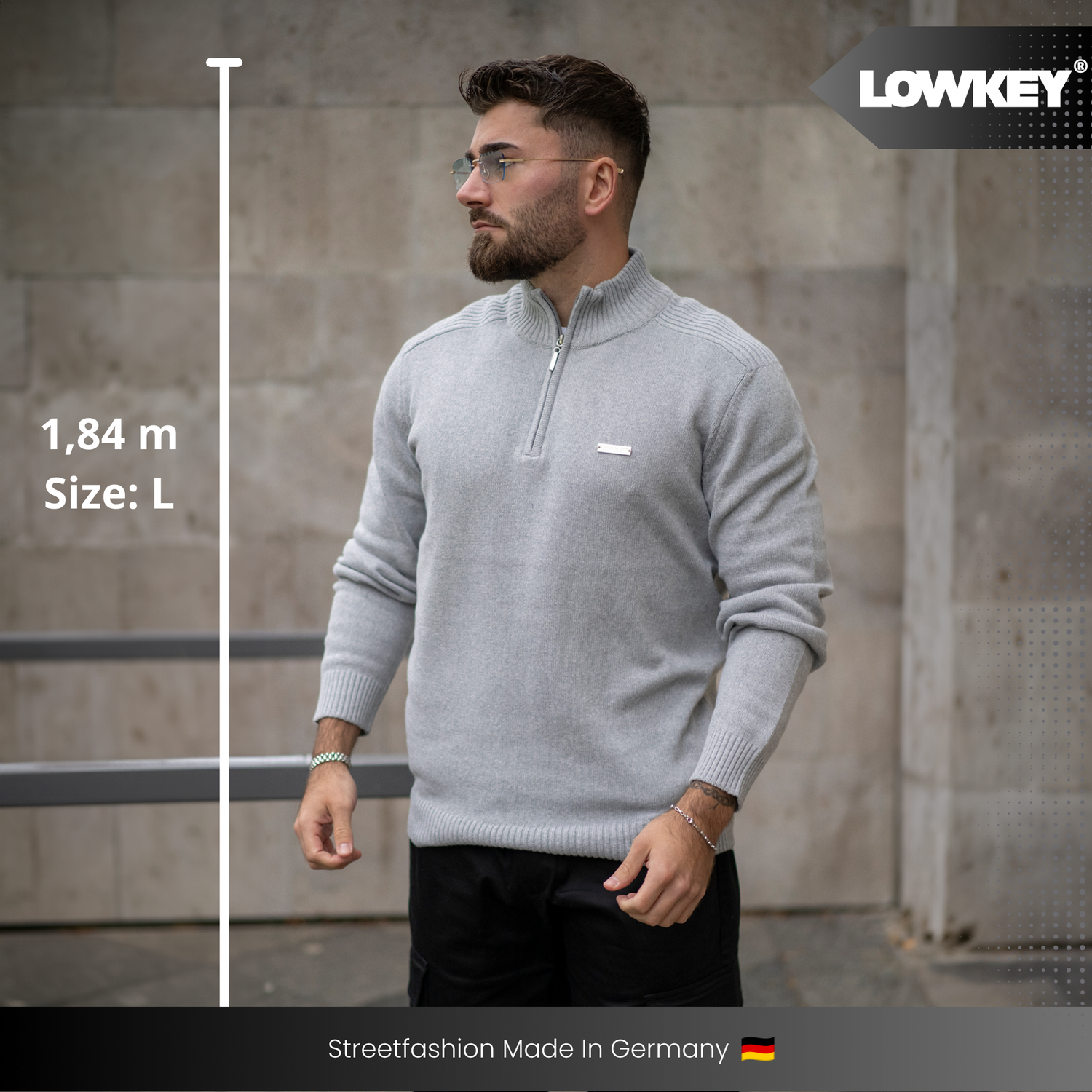 Lowkey® 1/4 Zip Sweater (Grey)
