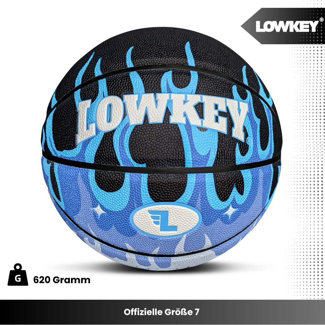 Lowkey® Blue Flame Basketball Indoor &amp; Outdoor Größe 7 | Blaue Flammen Design