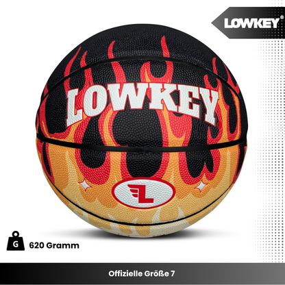 Lowkey® Red Flame Basketball Indoor &amp; Outdoor Größe 7 | Rote Flammen Design