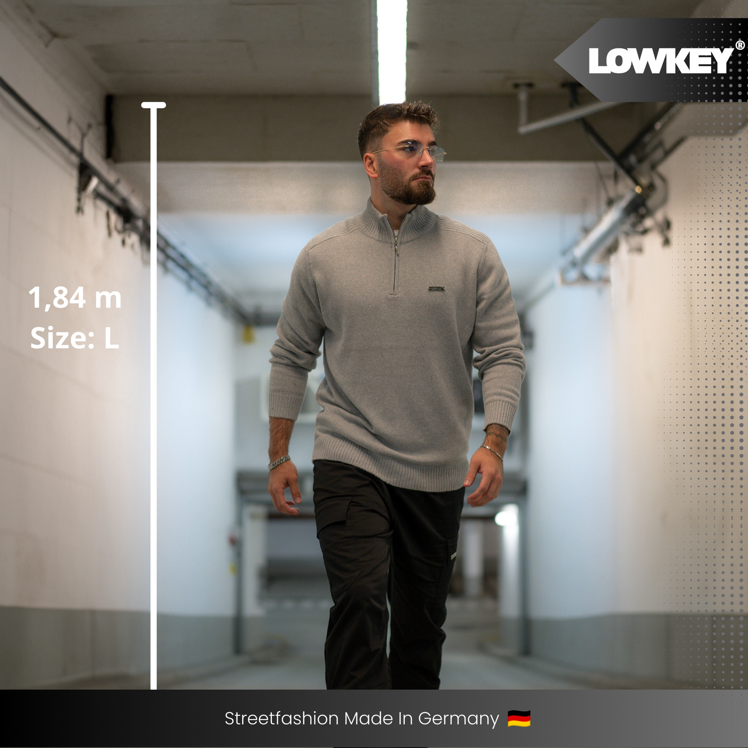 Lowkey® 1/4 Zip Sweater (Grey)