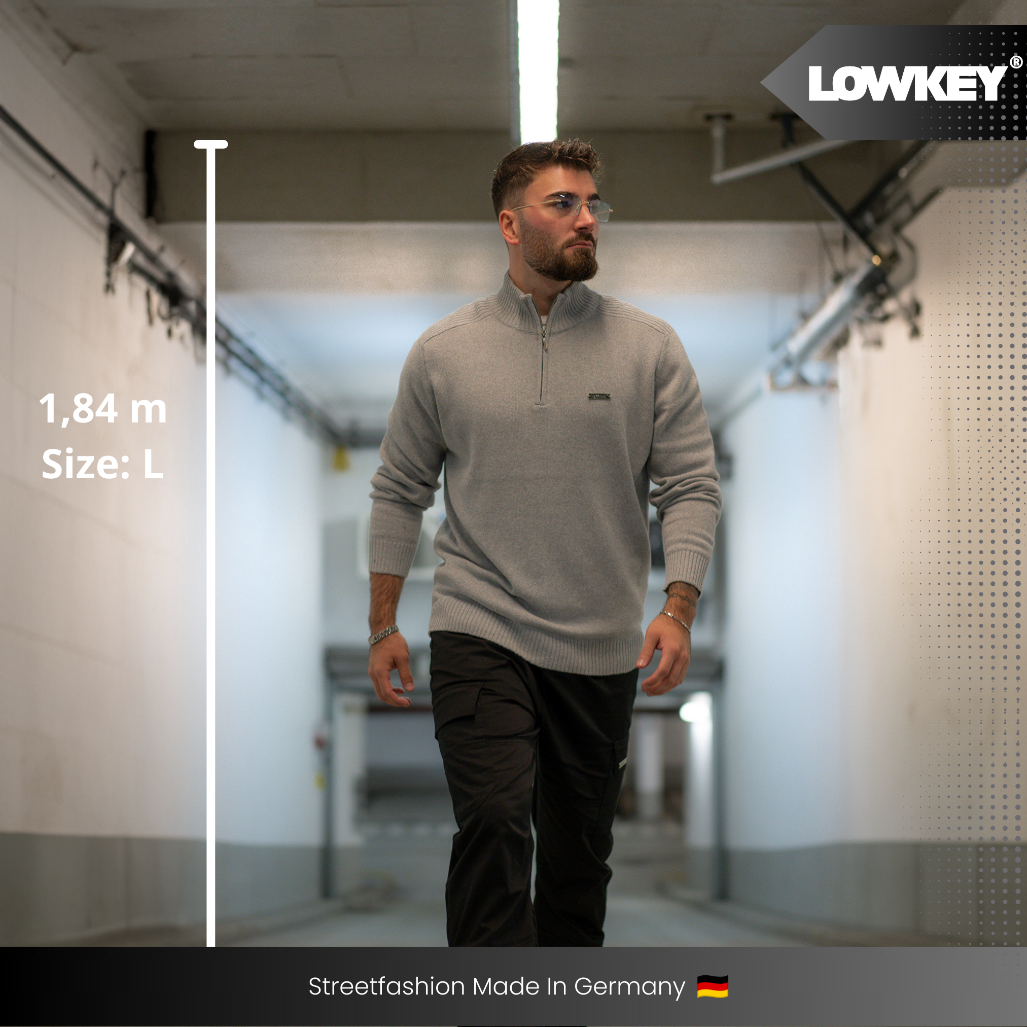 Lowkey® 1/4 Zip Sweater (Grey)