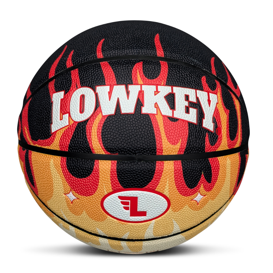 Lowkey® Red Flame Basketball Indoor &amp; Outdoor Größe 7 | Rote Flammen Design