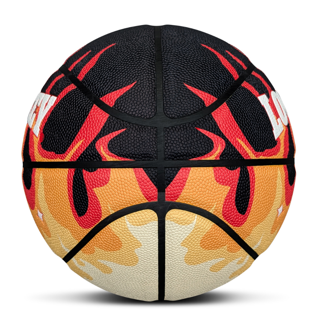 Lowkey® Red Flame Basketball Indoor &amp; Outdoor Größe 7 | Rote Flammen Design