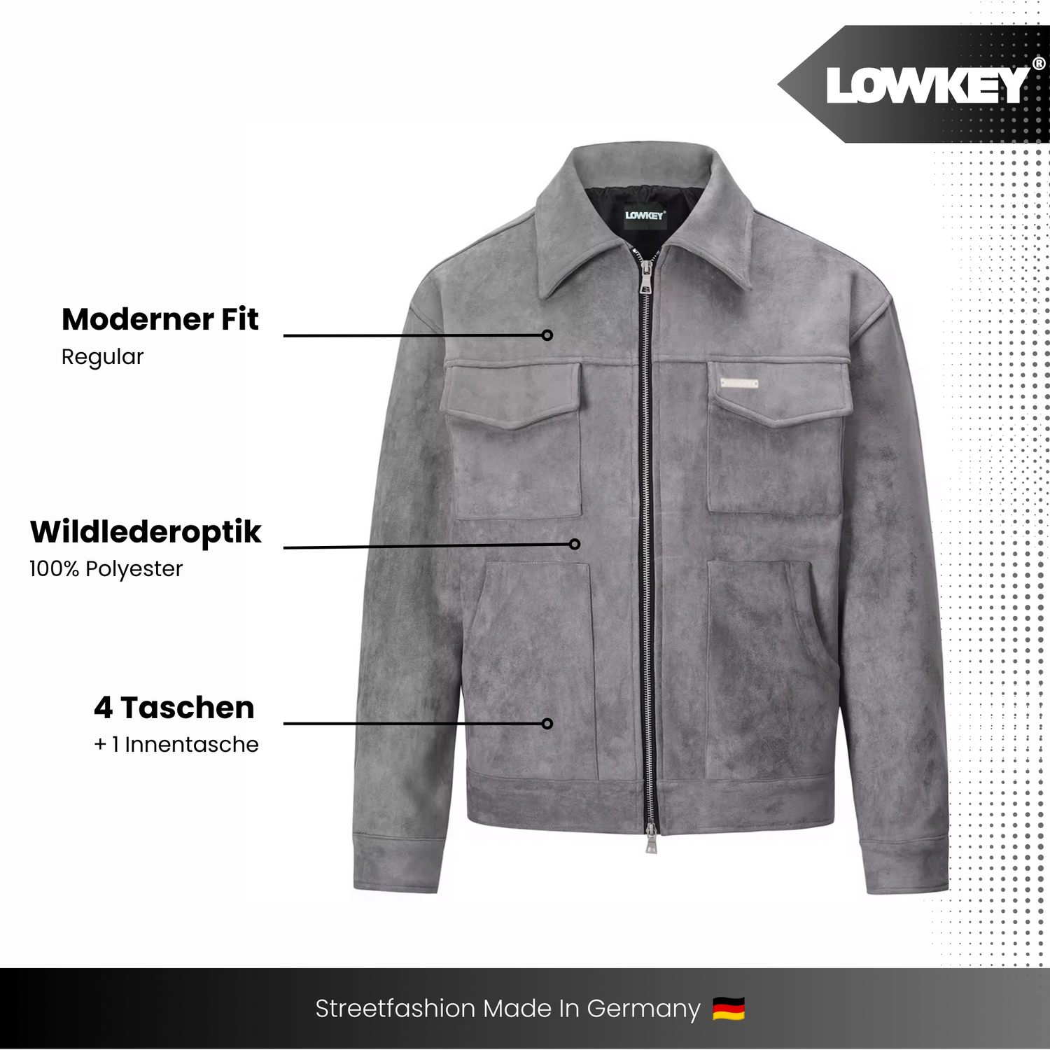 Lowkey® faux leather jacket suede look (grey) 