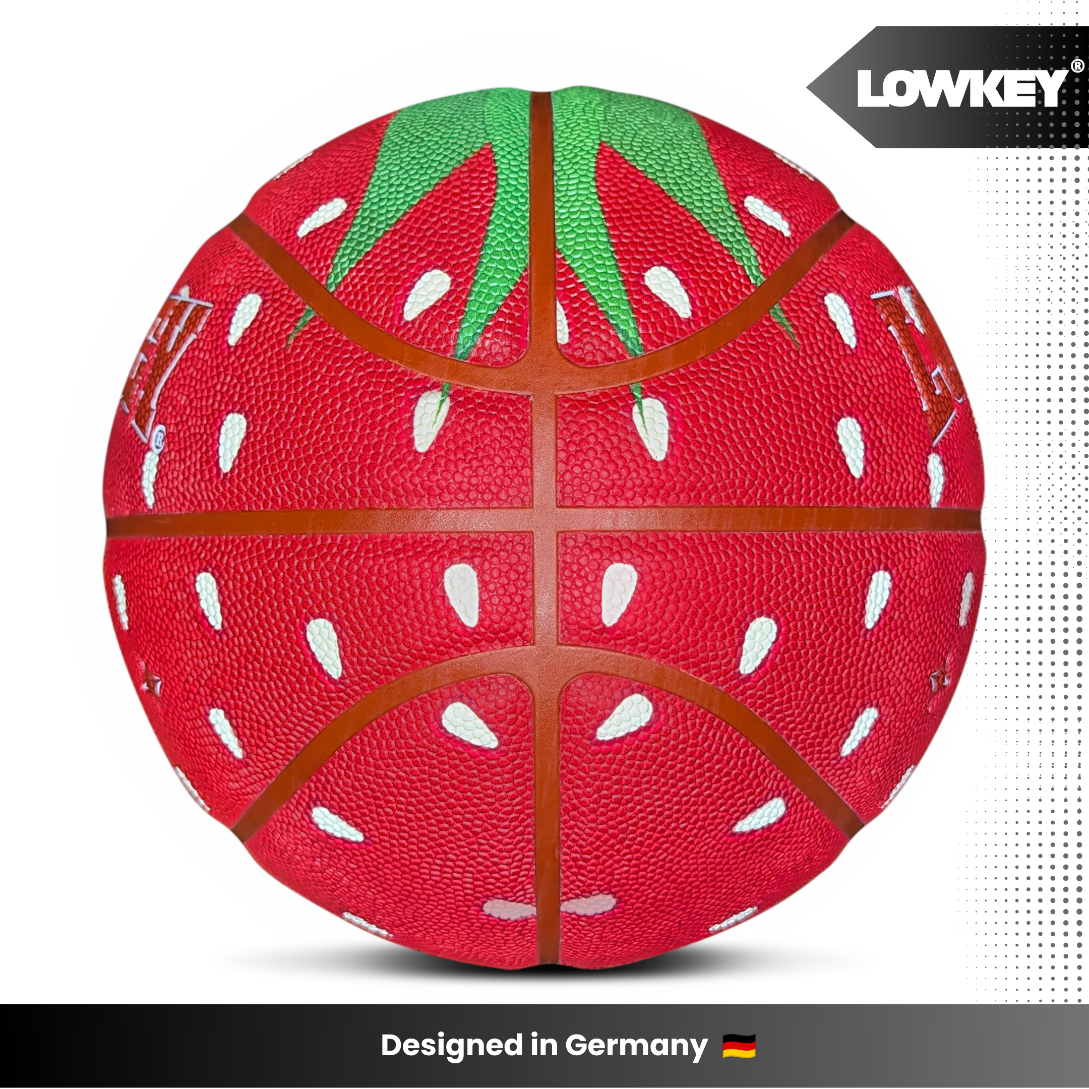 Lowkey® Strawberry Basketball Indoor &amp; Outdoor Größe 7 | Erdbeer Design