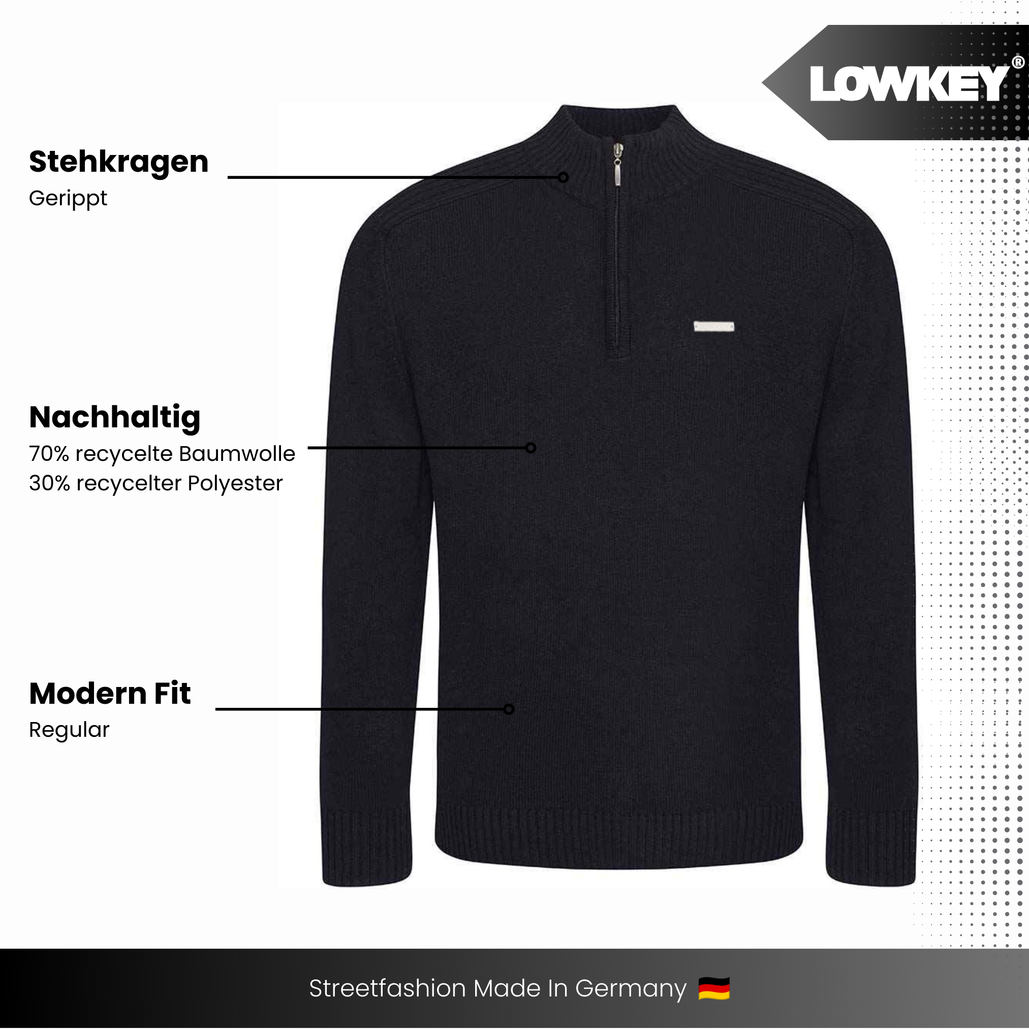 Lowkey® 1/4 Zip Sweater (Black)