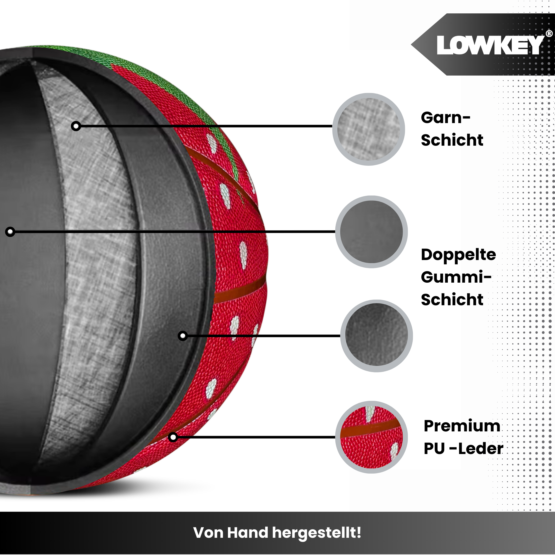 Lowkey® Strawberry Basketball Indoor &amp; Outdoor Größe 7 | Erdbeer Design