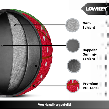 Lowkey® Strawberry Basketball Indoor &amp; Outdoor Größe 7 | Erdbeer Design