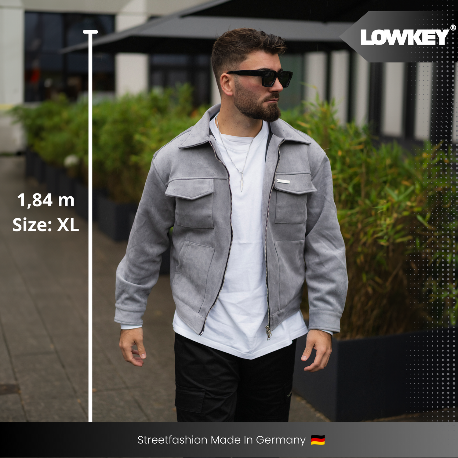 Lowkey® faux leather jacket suede look (grey) 