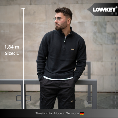 Lowkey® 1/4 Zip Sweater (Black)