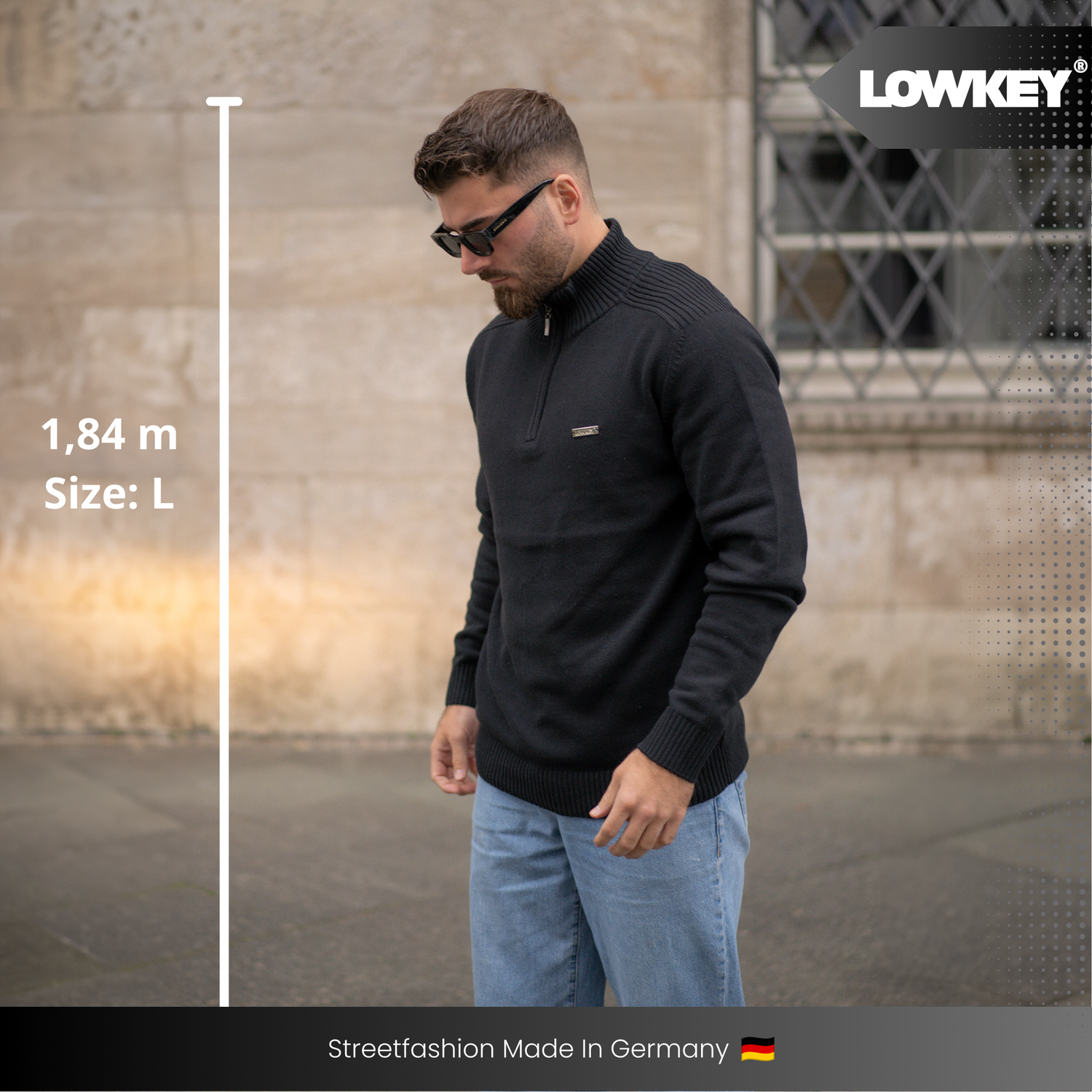 Lowkey® 1/4 Zip Sweater (Black)