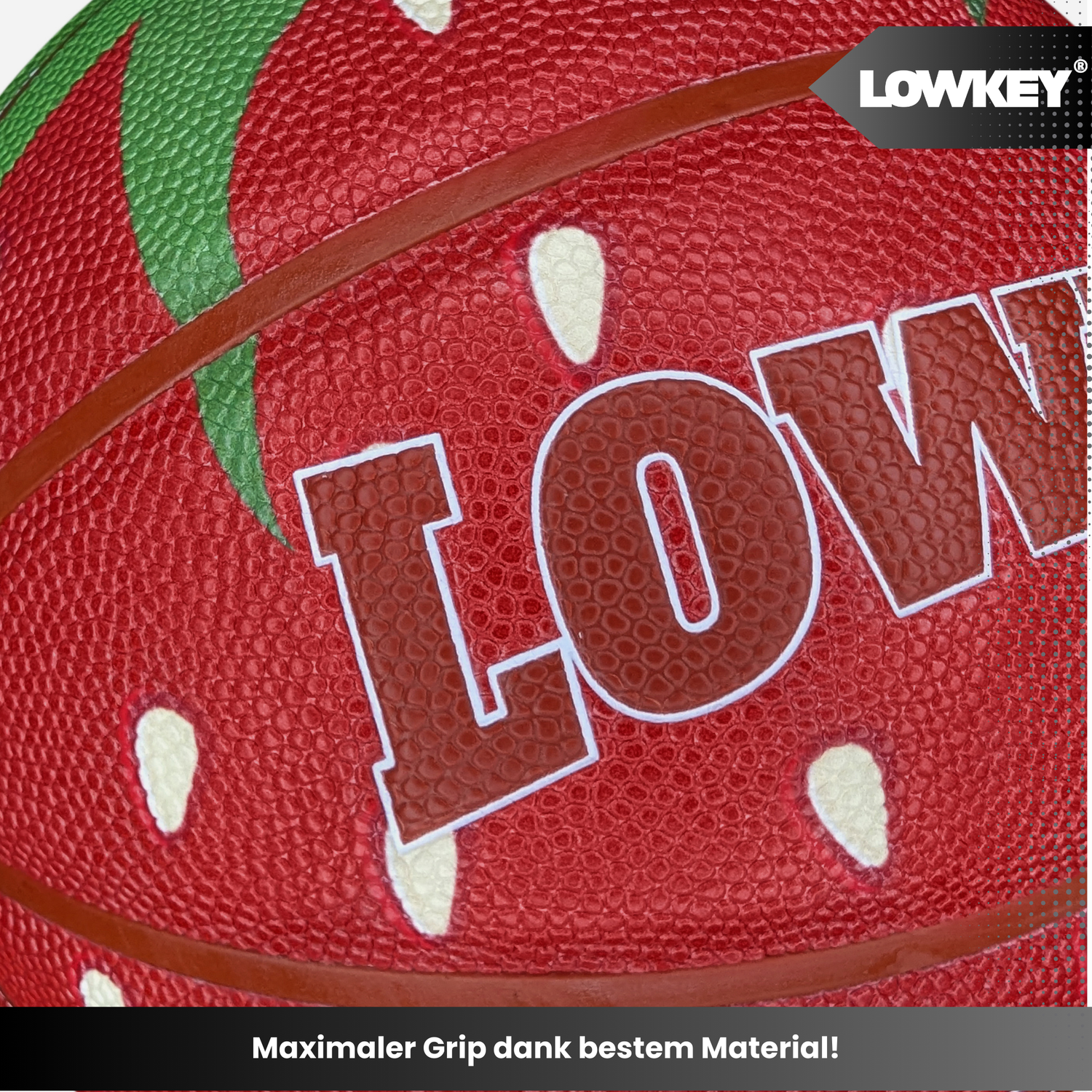 Lowkey® Strawberry Basketball Indoor &amp; Outdoor Größe 7 | Erdbeer Design