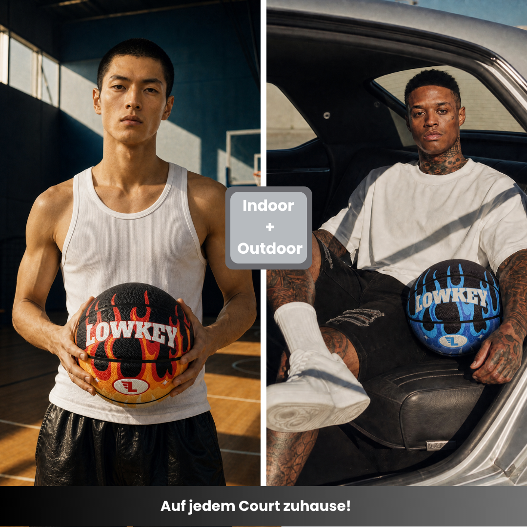 Lowkey® Blue Flame Basketball Indoor &amp; Outdoor Größe 7 | Blaue Flammen Design