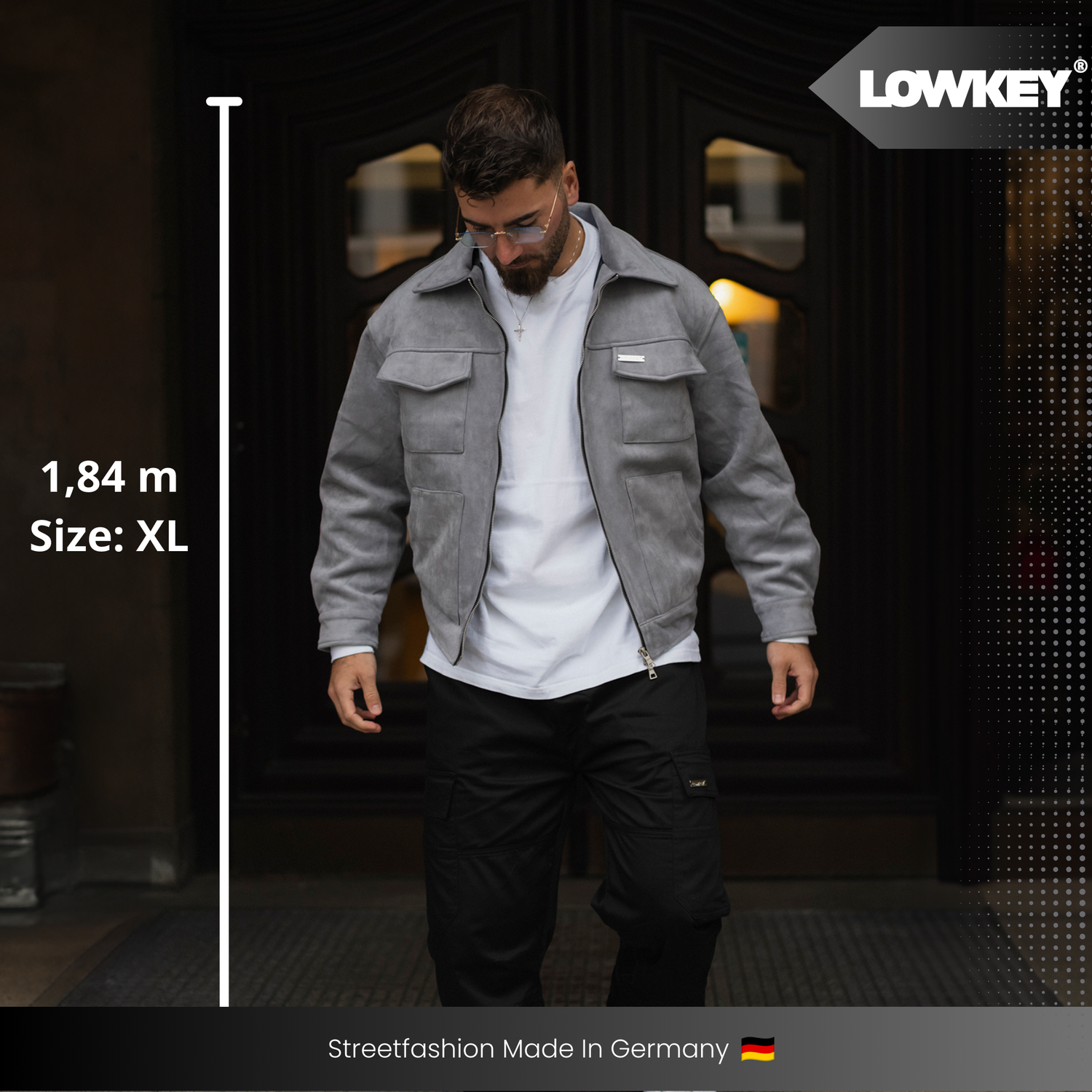 Lowkey® faux leather jacket suede look (grey) 