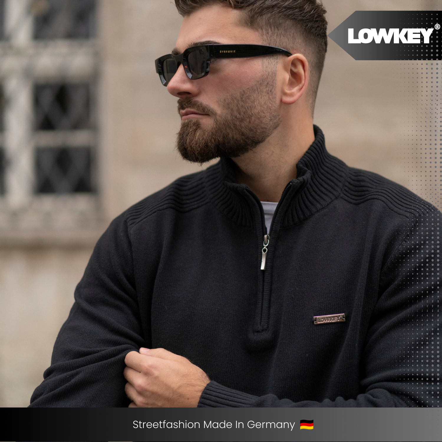 Lowkey® 1/4 Zip Sweater (Black)