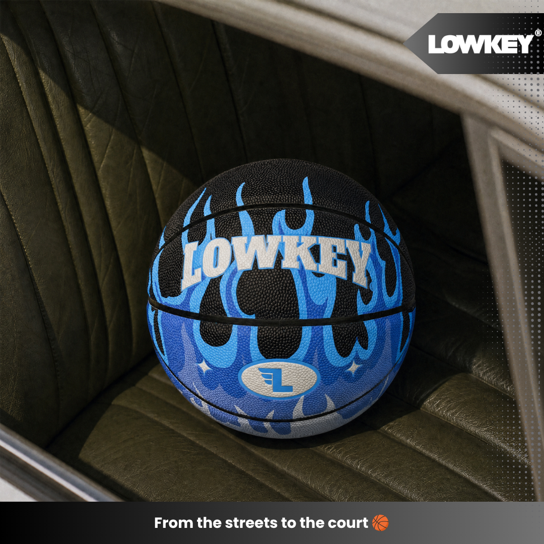 Lowkey® Blue Flame Basketball Indoor &amp; Outdoor Größe 7 | Blaue Flammen Design