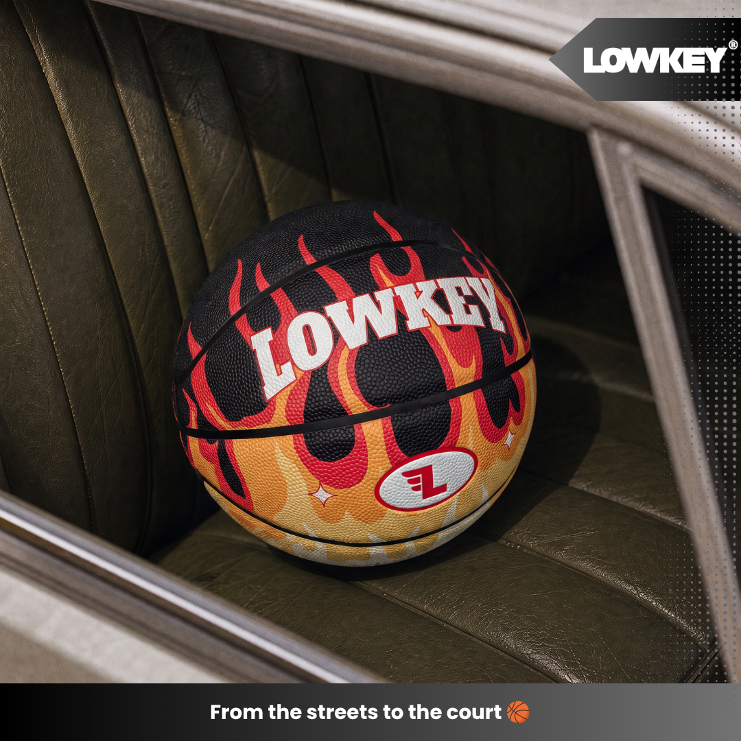 Lowkey® Red Flame Basketball Indoor &amp; Outdoor Größe 7 | Rote Flammen Design
