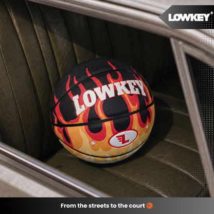 Lowkey® Red Flame Basketball Indoor &amp; Outdoor Größe 7 | Rote Flammen Design