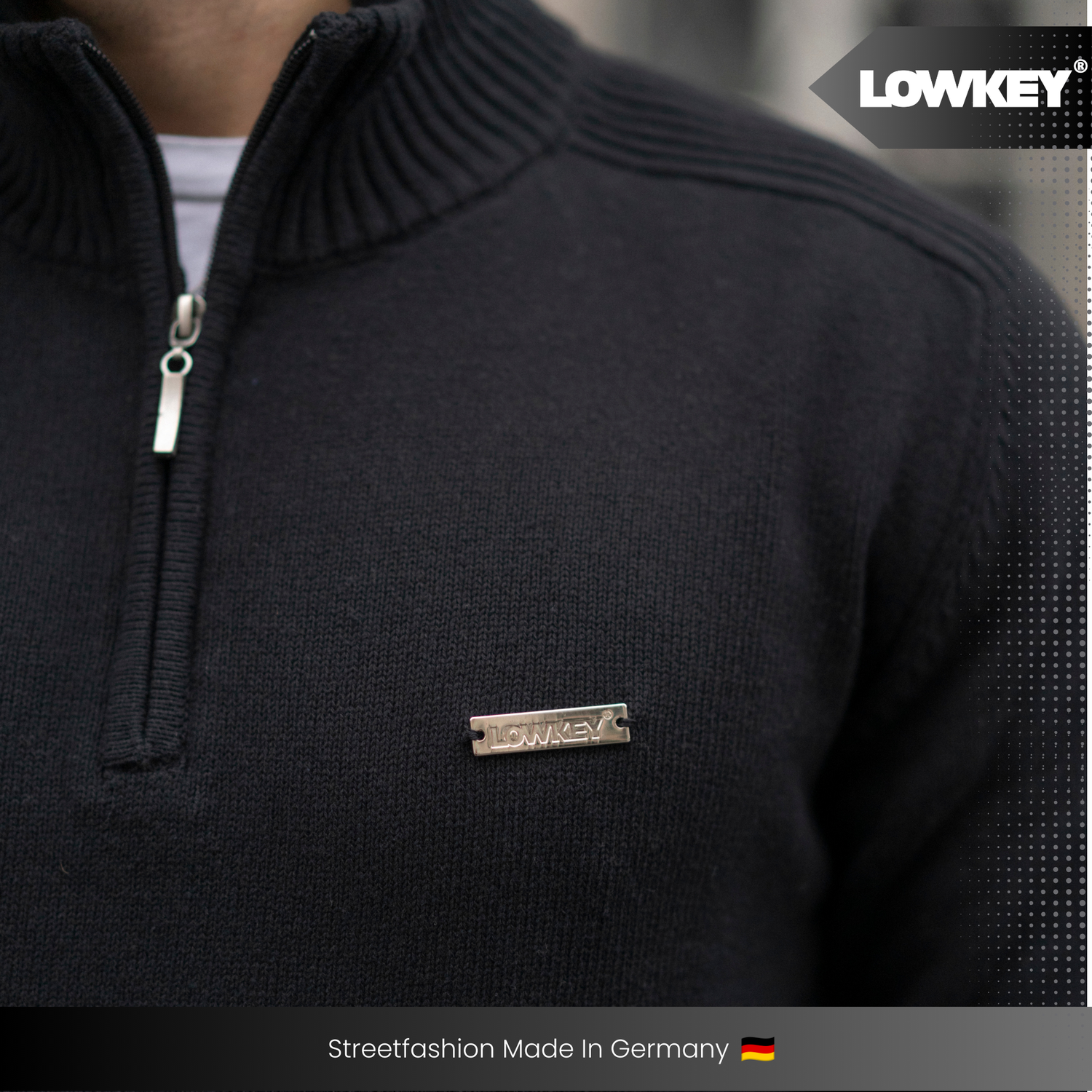 Lowkey® 1/4 Zip Sweater (Black)