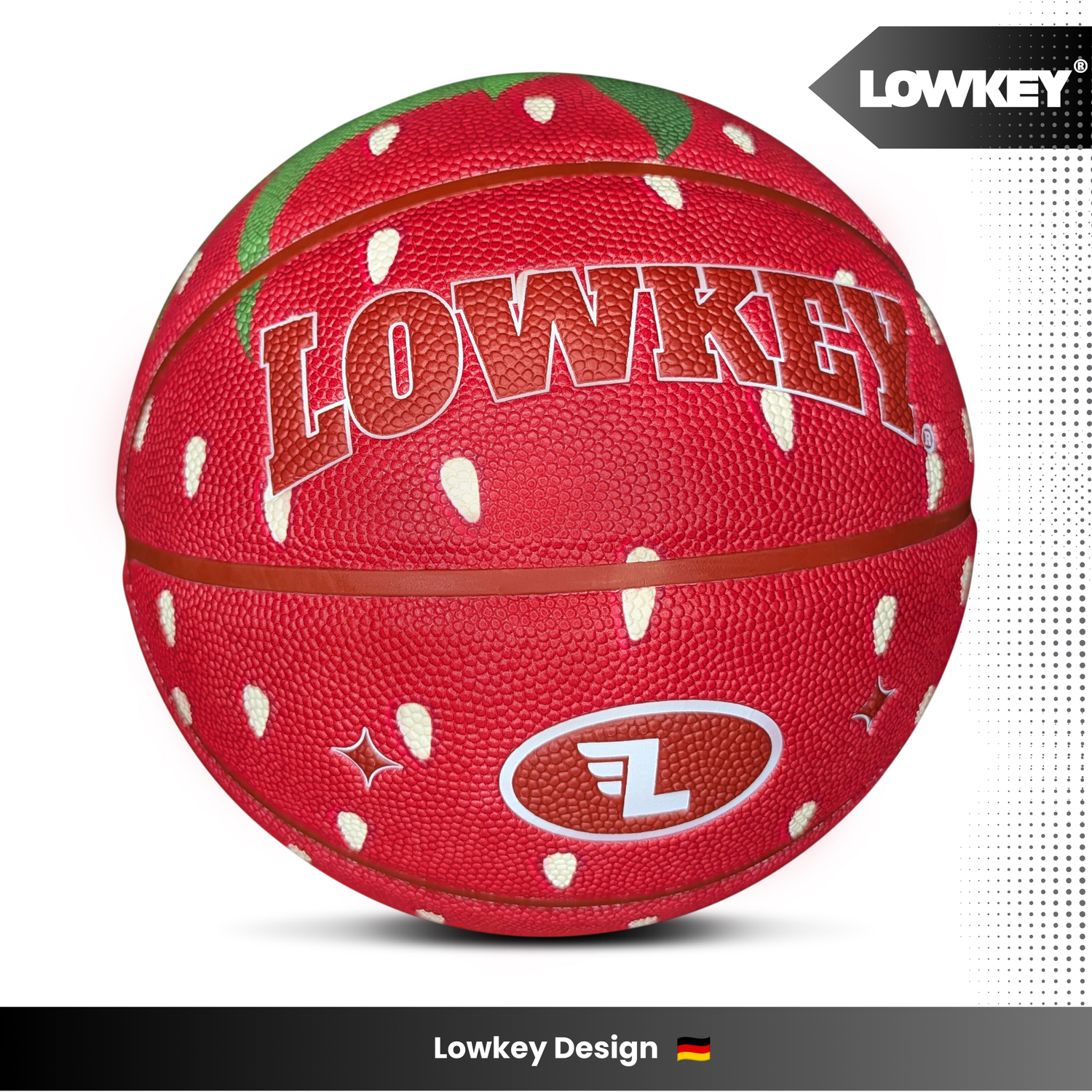 Lowkey® Strawberry Basketball Indoor &amp; Outdoor Größe 7 | Erdbeer Design