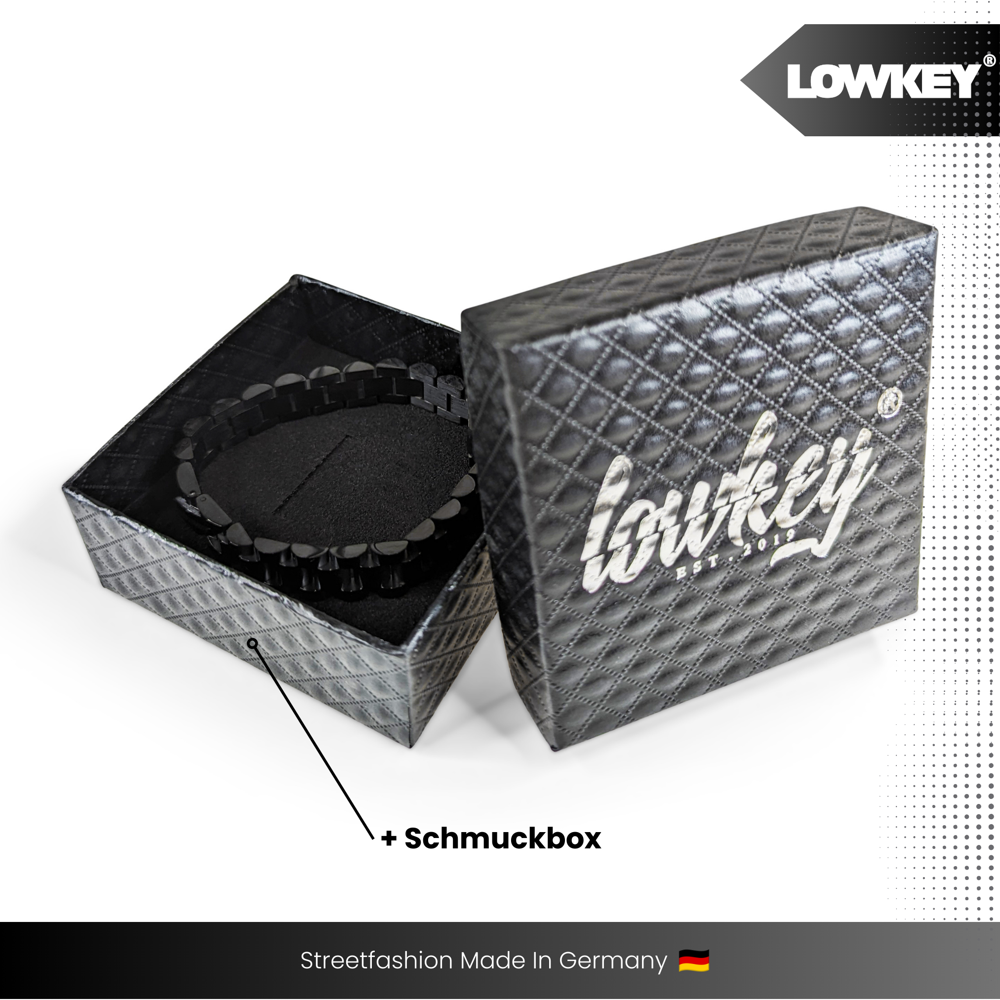 Lowkey® Curb Chain Bracelet 18-21cm (Black)