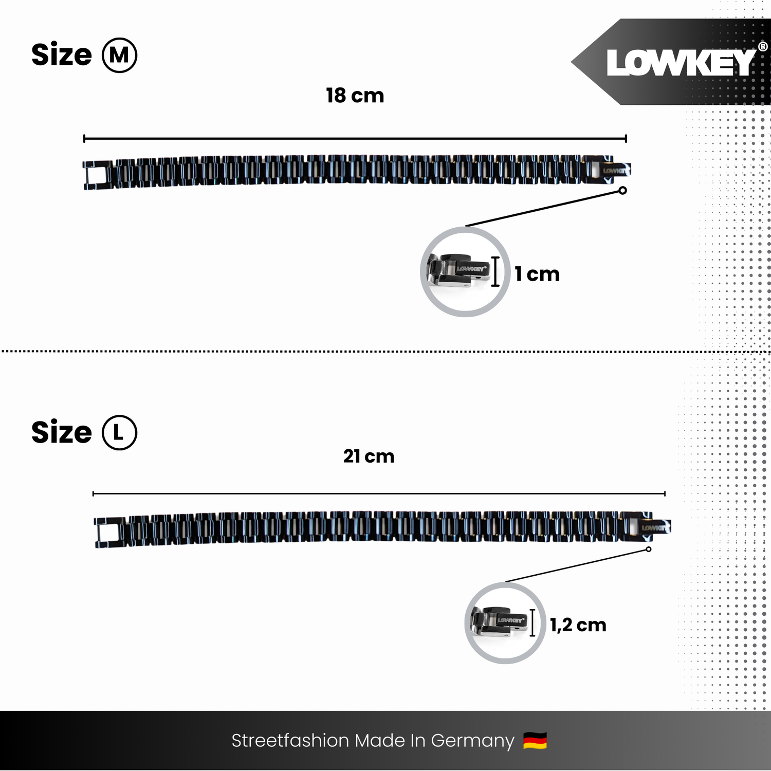 Lowkey® Curb Chain Bracelet 18-21cm (Black)