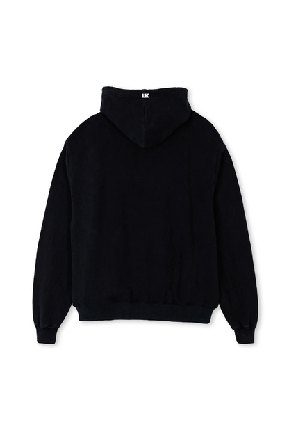 Lowkey® Heavy Oversized Basic Logo Zip Hoodie Schwarz – Rückseite