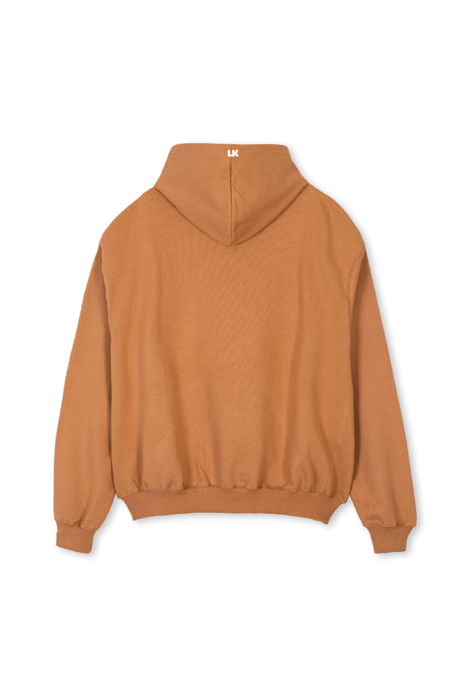 Lowkey® Heavy Oversized Basic Logo Zip Hoodie Karamell – Rückseite