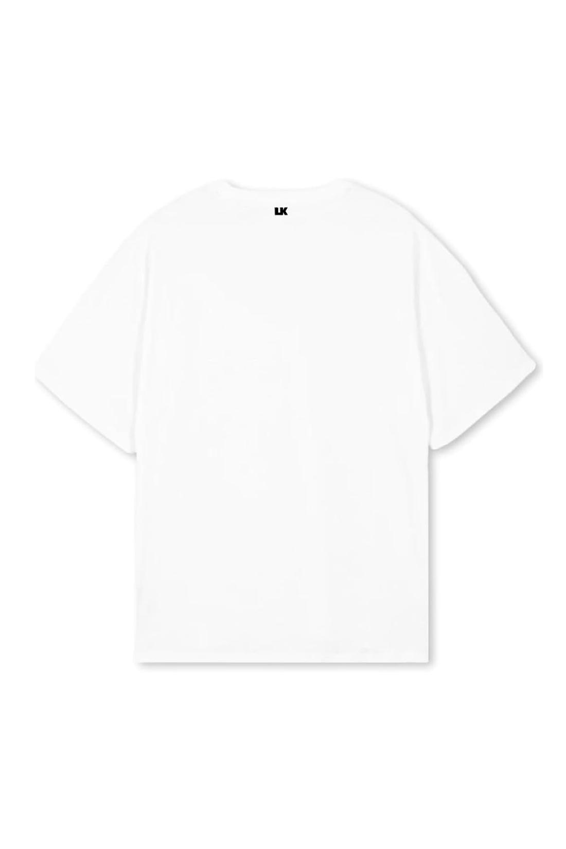 Lowkey® Heavy Oversized Plain Tee Weiß – Rückansicht mit LK-Logo im Nacken
