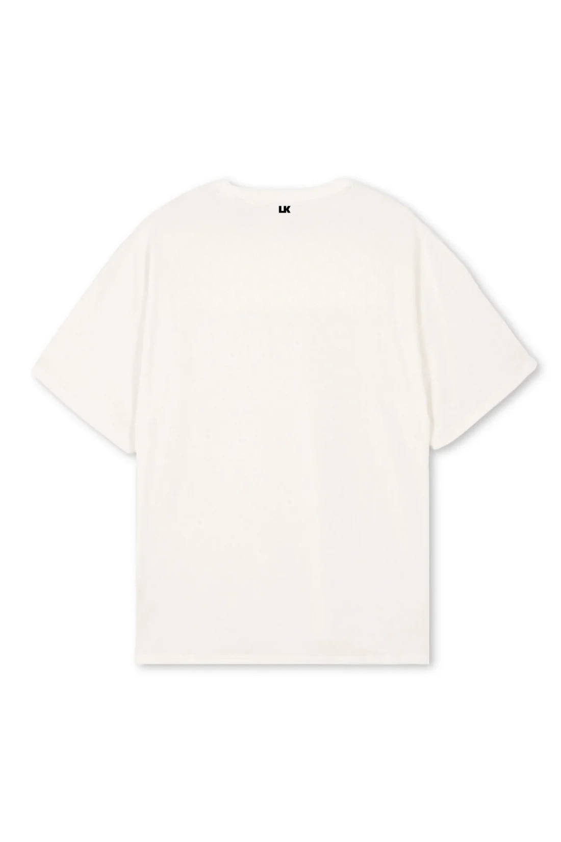 Lowkey® Heavy Oversized Plain Tee Vintage White – Rückansicht mit LK-Logo im Nacken