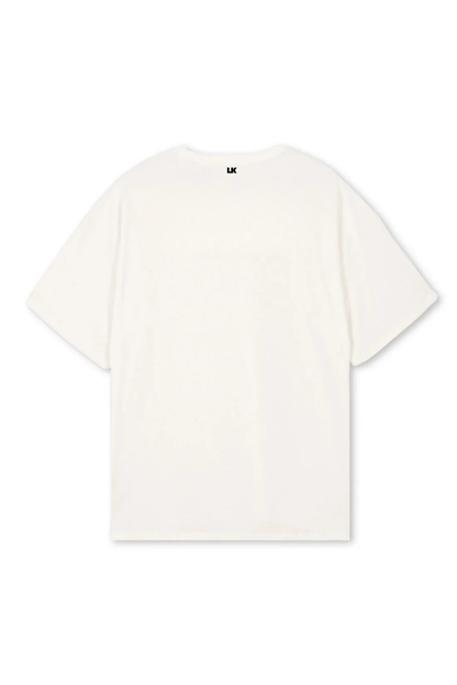 Lowkey® Heavy Oversized Plain Tee Vintage White – Rückansicht mit LK-Logo im Nacken
