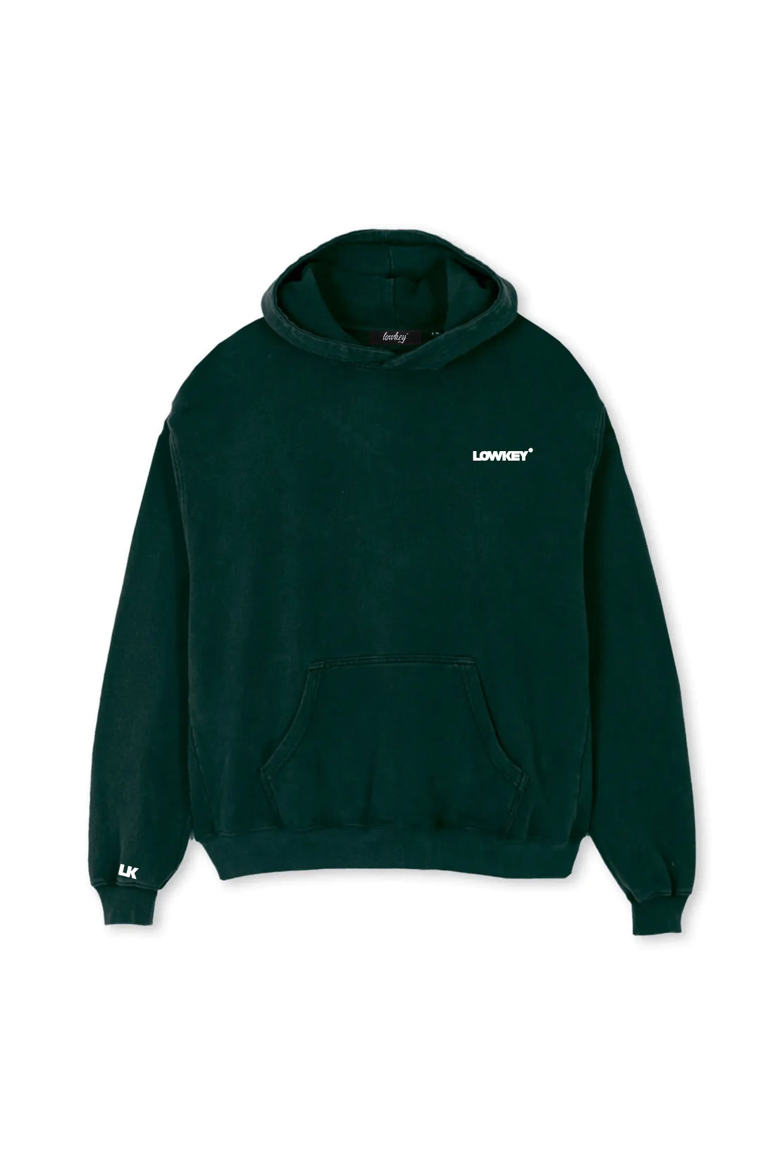 Lowkey® Heavy Oversized Basic Logo Hoodie Dunkelgrün