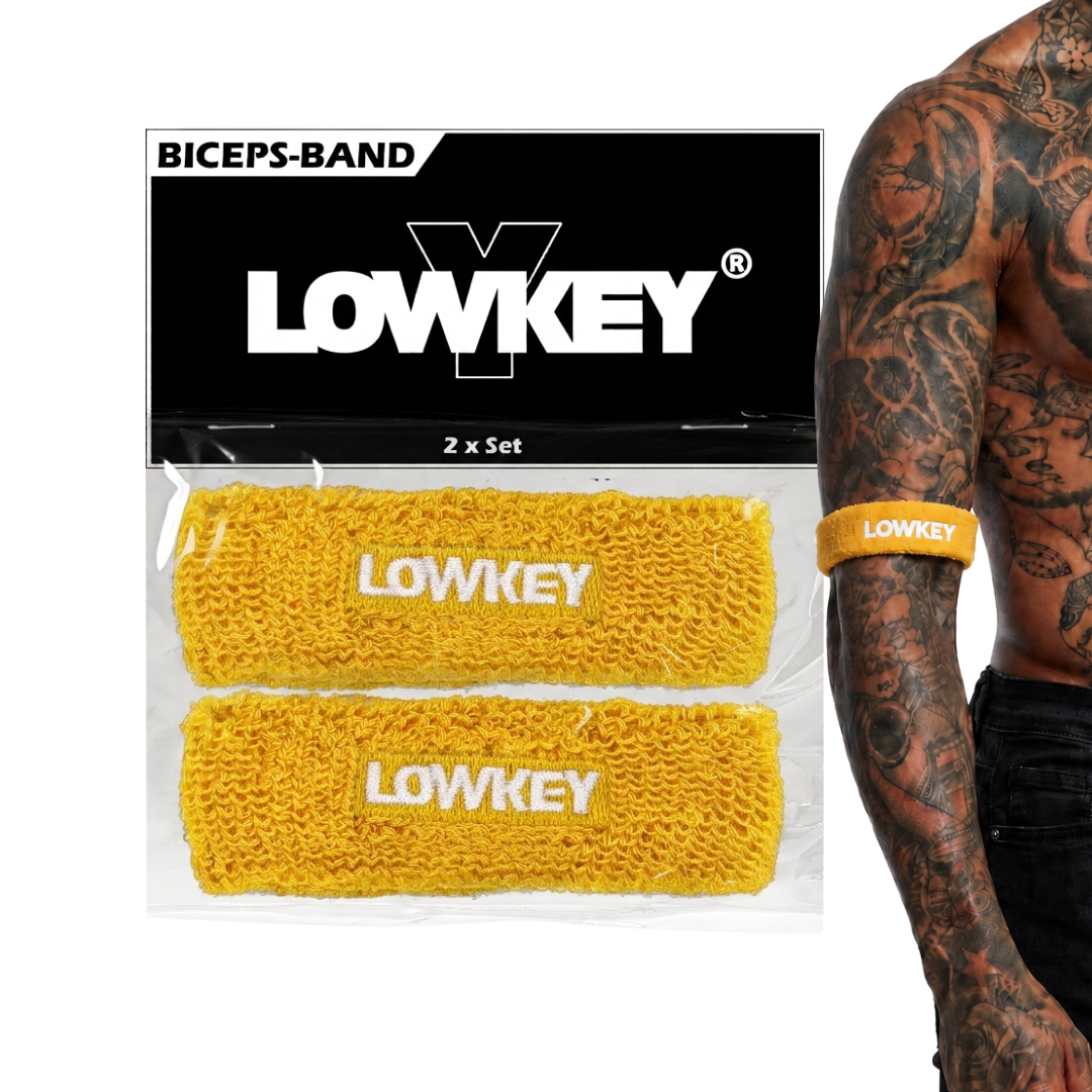 Lowkey® Bizeps Band Oberarm Schweißband Set Gelb I 2er Pack Sport Mini Schweissband