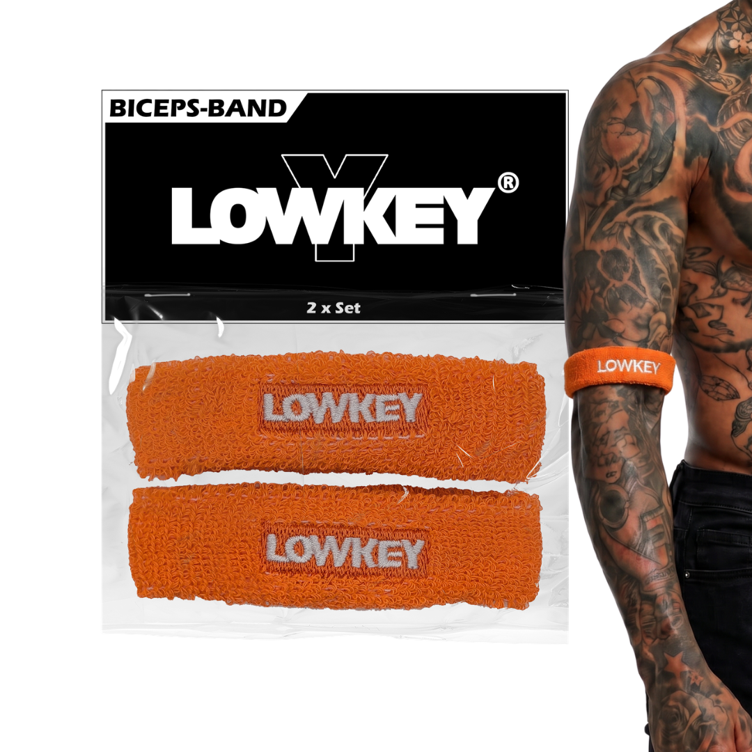 Lowkey® Bizeps Band Oberarm Schweißband Set Orange I 2er Pack Sport Mini Schweissband
