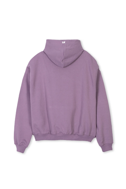 Lowkey® Heavy Oversized Basic Logo Hoodie Lila – Rückseite