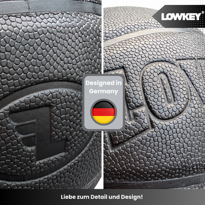 Lowkey All-Black Basketball – Detailansicht Struktur und Logo